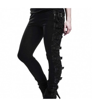 women's pants & trousers gothic chains punk buckles street cargo patalones black pants legging S-5XL