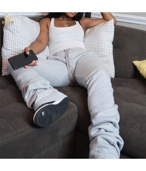 hot selling products 2023 Thick women's pants & trousers Drawstring stacked sweatpants blanket jogging Jogger Cargo Sweat Pants