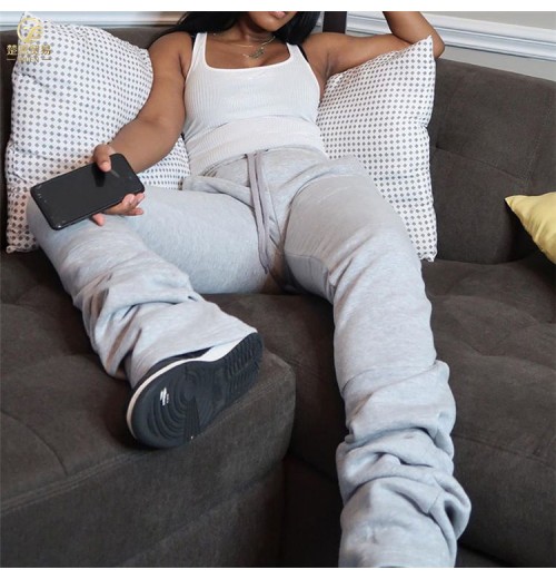 hot selling products 2023 Thick women's pants & trousers Drawstring stacked sweatpants blanket jogging Jogger Cargo Sweat Pants