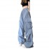 Plus Size Women's Beige Baggy Wide Leg Sweatpants Casual Hippie Joggers Trousers Drawstring Closure Streetwear Hip Hop Style